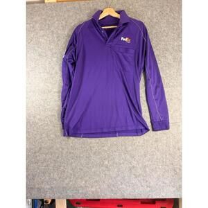 FedEx Ground Polo Shirt Mens Medium Black Purple Long Sleeve Workwear Uniform